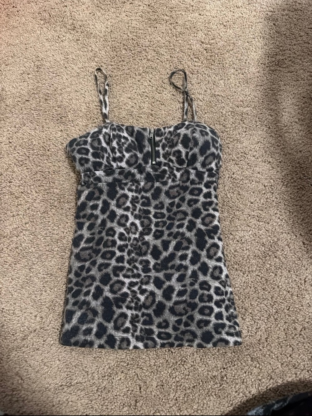 No Boundaries Leopard Cheetah Zipper Front Tank Top